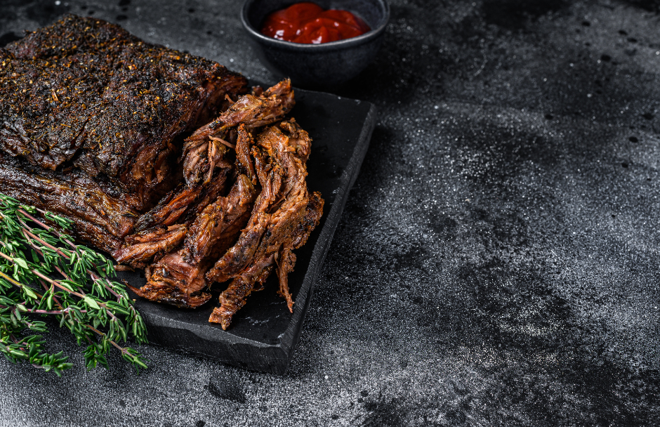 Slow-cooked garlic and rosemary brisket